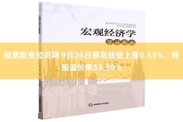 股票配资知识网 9月26日丽岛转债上涨0.53%，转股溢价率53.99%